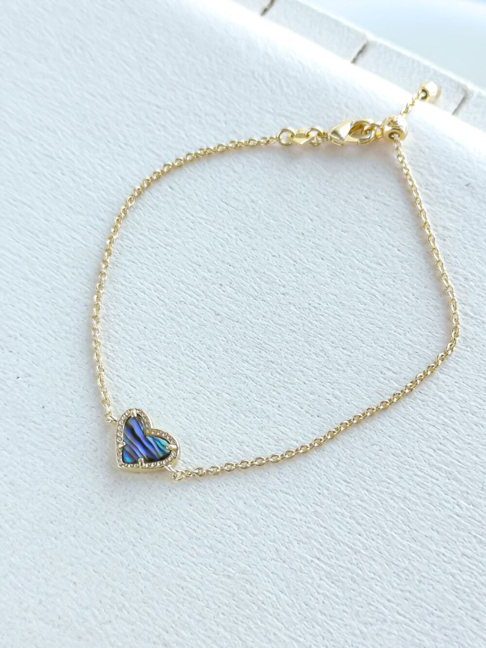 Kendra Scott Ari Heart Gold Abalone Shell Chain Bracelet NEW